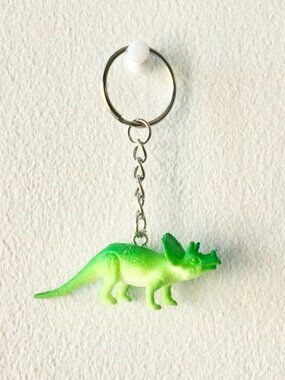 ❤️ Green Triceratops Toy Dinosaur Keychain